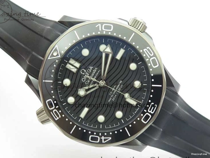 0130 Seamaster Diver 300M Real Ceramic Case VSF 1:1 Best Edition on Black Rubber Strap A8806 (Free Nato) SunProtective 7935